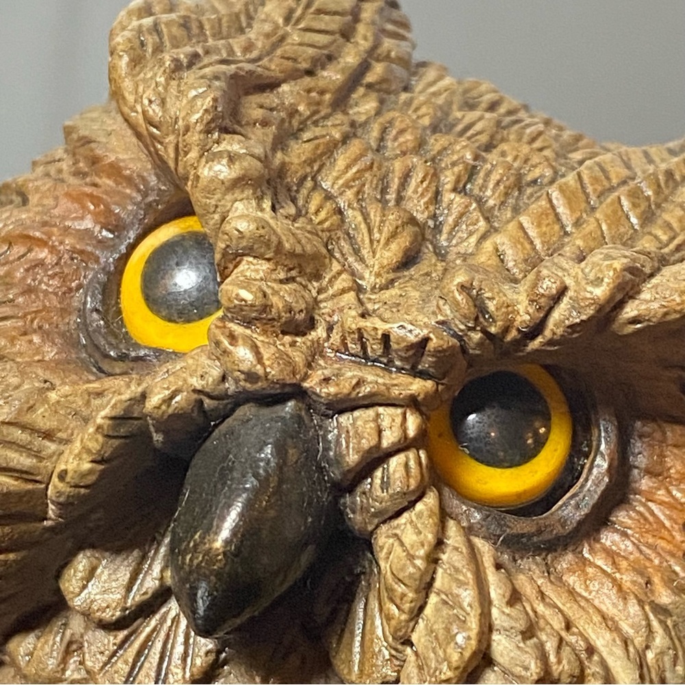 Stone Critters 3.25” Horned Owl Figurine Vintage 1984 - Picture 9 of 9
